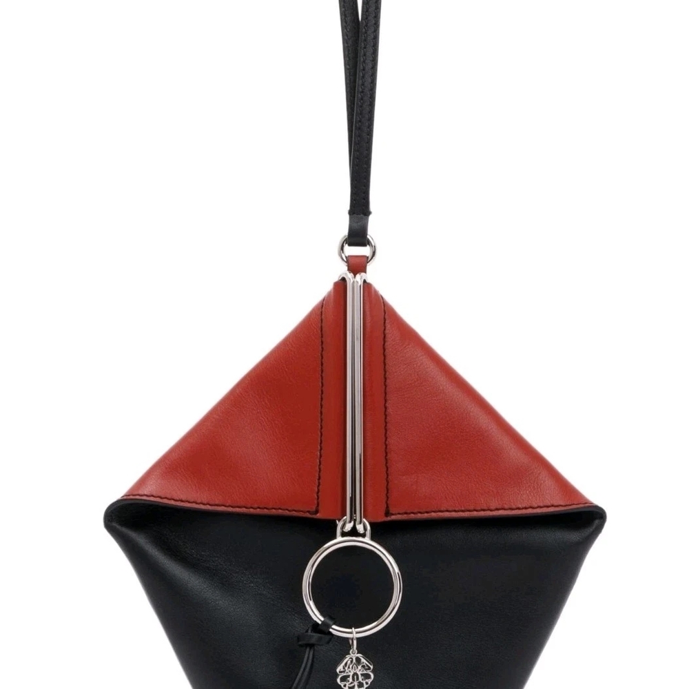 ($2295 Retail) New Alexander McQueen Black And Red Calfskin Butterfly Tote Bag